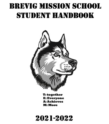 Brevig Mission School Handbook with picture of Husky on the cover