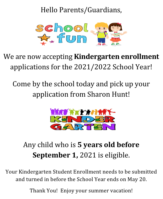 Now enrolling for Kindergarten