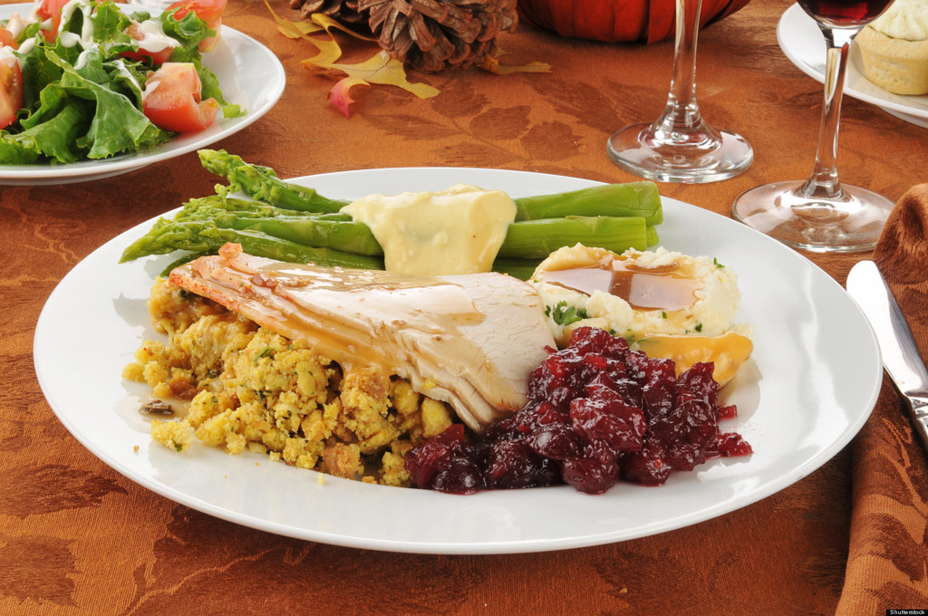 A plate of turkey and dinner.