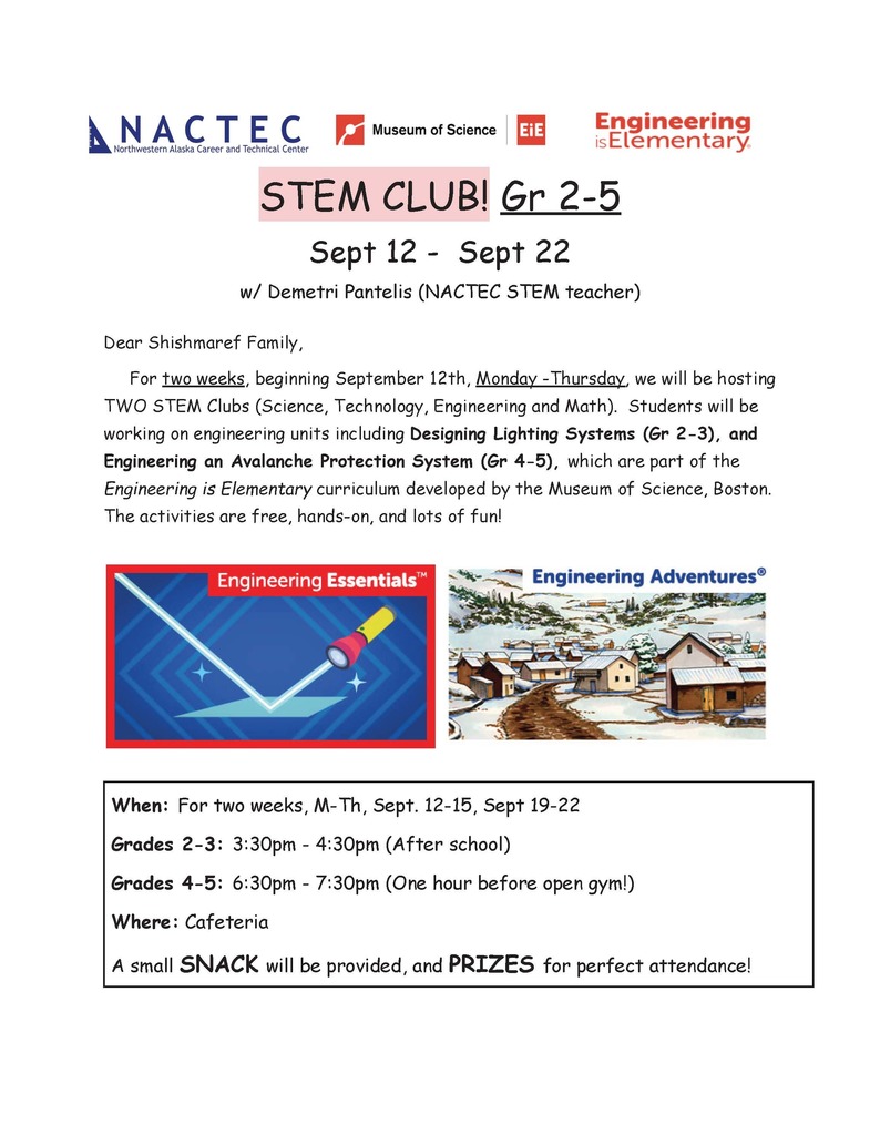 STEM Club Grades 2-5 Flyer