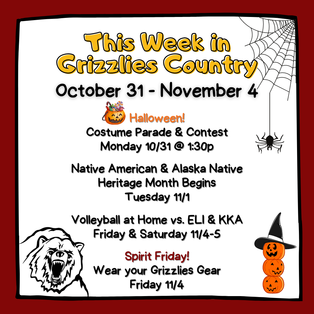 This week in Grizzlies Country - Halloween Monday and Volleyball this weekend