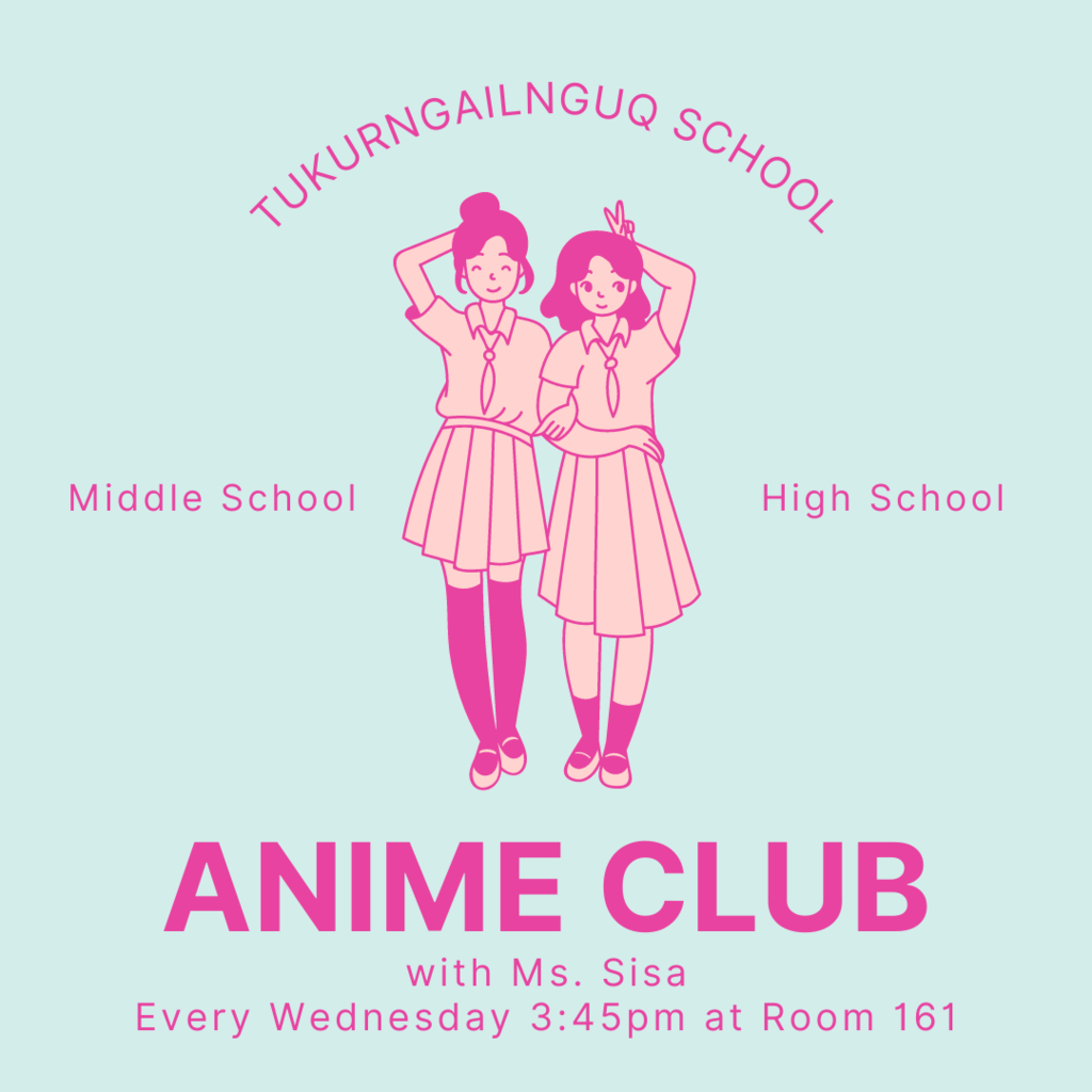 Animé Club Wednesdays at 3:45p in Room 161