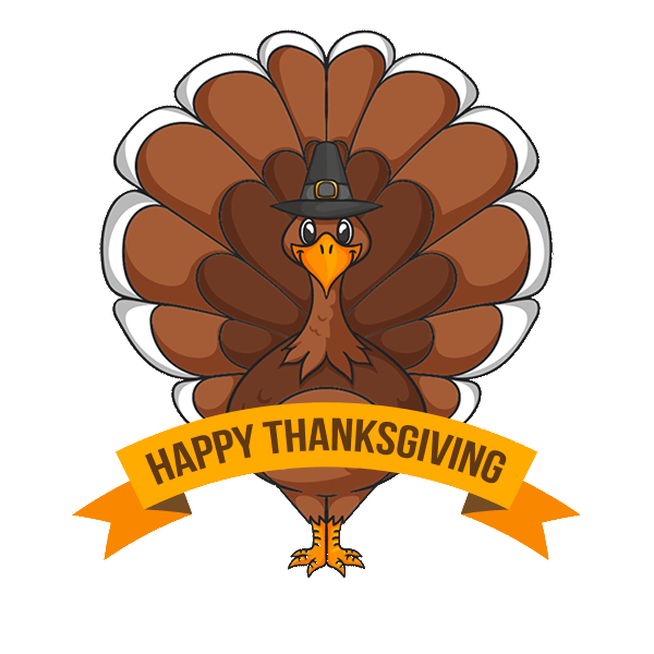 A "Happy Thanksgiving" turkey