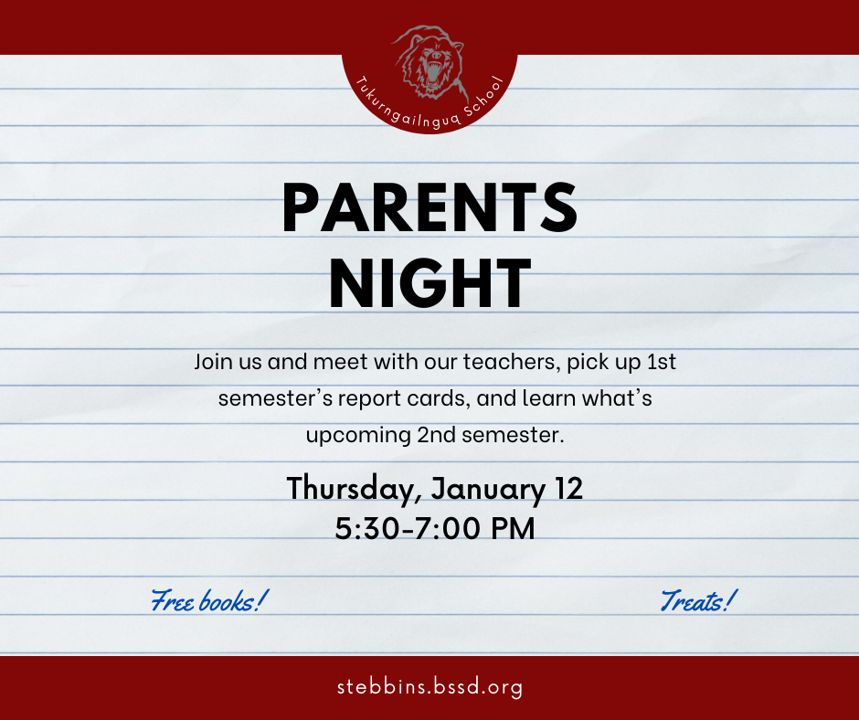 Join us for Parents Night from 5:30 to 7:00 PM on Thursday, January 12, 2023