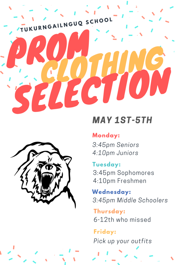 Prom Clothing Selection after school May 1-5